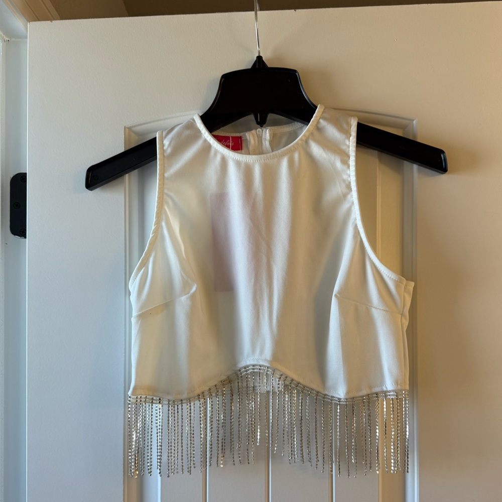 Crop diamond fringe tank